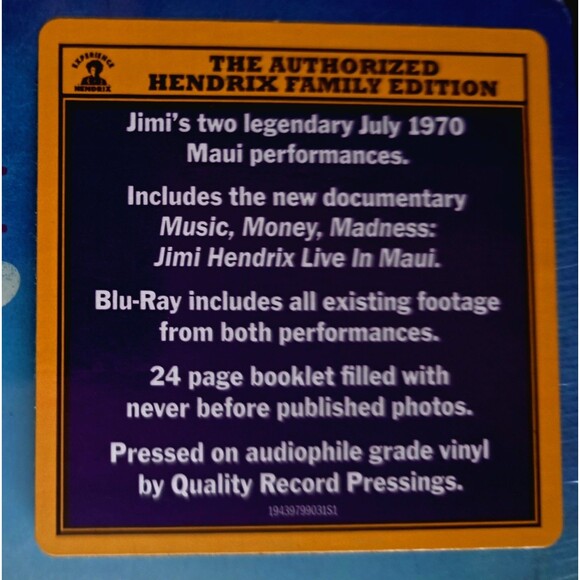 The Jimi Hendrix Experience "Live in Maui" 3LP Vinyl SEALED Box Set Bluray- Book - Picture 2 of 3